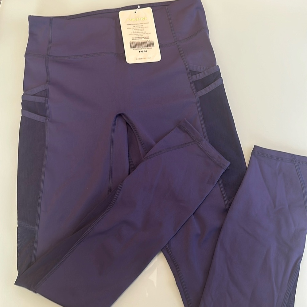New Fabletics purple mid-rise trinity mesh power touch 7/8 sz XS